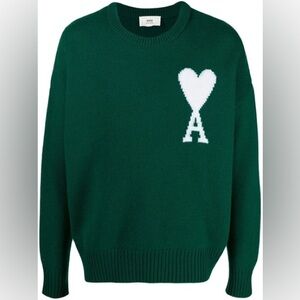 AMI Paris Heart Logo Sweater – Green